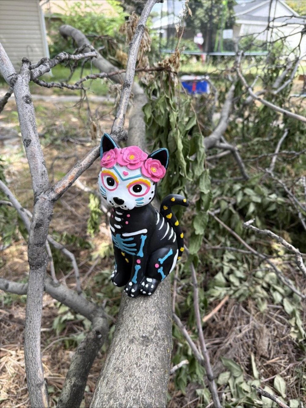 Halloween Day of the Dead Black Cat Figurine Tabletop Decoration